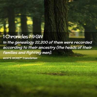 Picture 02 - 1 Chronicles 7:9 GW - In the genealogy 22,200 of them were recorded - Bible Verse Picture