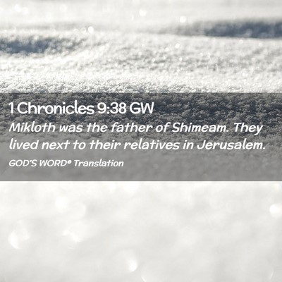 Picture 02 - 1 Chronicles 9:38 GW - Mikloth was the father of Shimeam. They lived - Bible Verse Picture