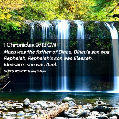 Picture 02 - 1 Chronicles 9:43 GW - Moza was the father of Binea. Binea’s son was - Bible Verse Picture