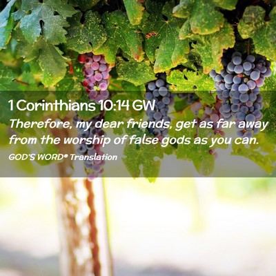Picture 02 - 1 Corinthians 10:14 GW - Therefore, my dear friends, get as far away from - Bible Verse Picture