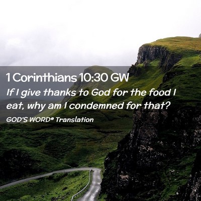 Picture 02 - 1 Corinthians 10:30 GW - If I give thanks to God for the food I eat, why - Bible Verse Picture