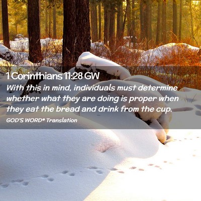 Picture 02 - 1 Corinthians 11:28 GW - With this in mind, individuals must determine - Bible Verse Picture