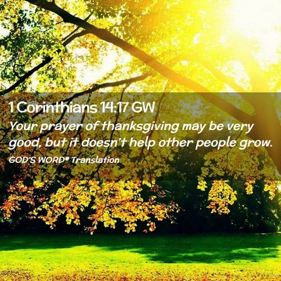 Picture 02 - 1 Corinthians 14:17 GW - Your prayer of thanksgiving may be very good, but - Bible Verse Picture