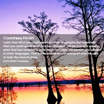 Picture 02 - 1 Corinthians 14:5 GW - I wish that all of you could speak in other - Bible Verse Picture