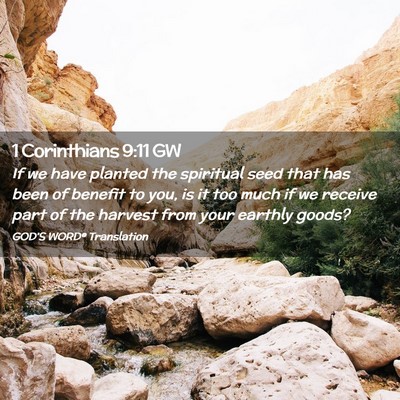Picture 02 - 1 Corinthians 9:11 GW - If we have planted the spiritual seed that has - Bible Verse Picture