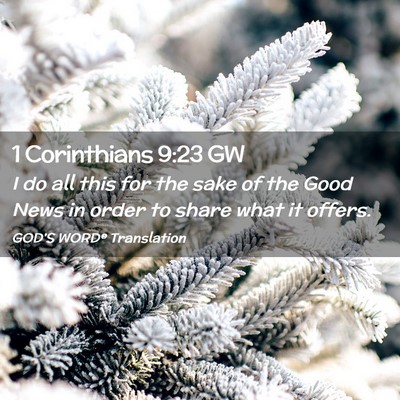 Picture 02 - 1 Corinthians 9:23 GW - I do all this for the sake of the Good News in - Bible Verse Picture