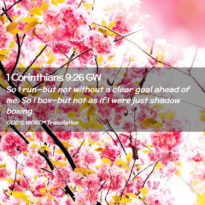 Picture 02 - 1 Corinthians 9:26 GW - So I run—but not without a clear goal ahead of - Bible Verse Picture
