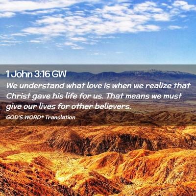 Picture 02 - 1 John 3:16 GW - We understand what love is when we realize that - Bible Verse Picture