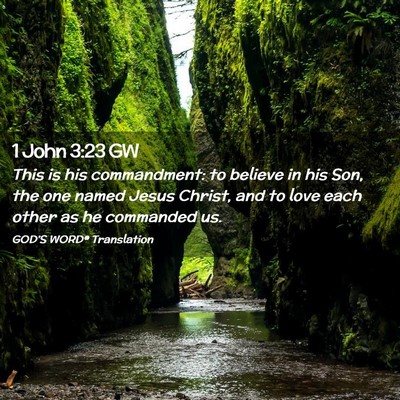 Picture 02 - 1 John 3:23 GW - This is his commandment: to believe in his Son, - Bible Verse Picture