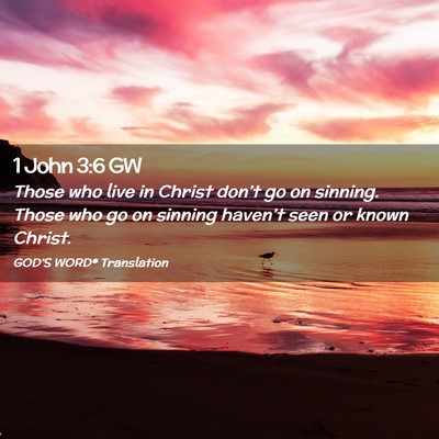 Picture 02 - 1 John 3:6 GW - Those who live in Christ don’t go on sinning. - Bible Verse Picture