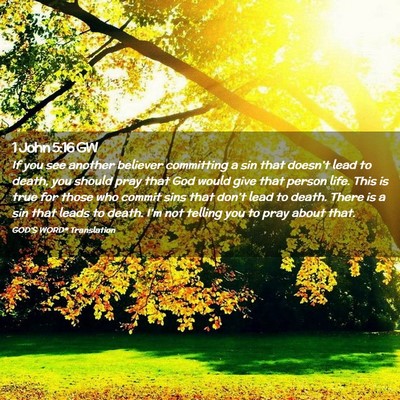 Picture 02 - 1 John 5:16 GW - If you see another believer committing a sin that - Bible Verse Picture