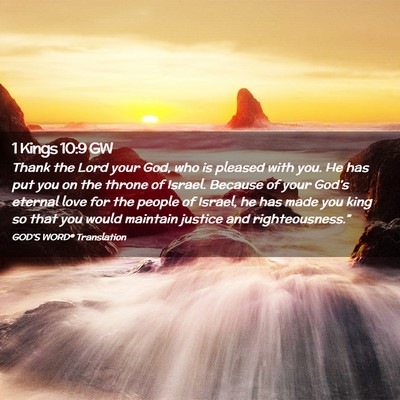 Picture 02 - 1 Kings 10:9 GW - Thank the Lord your God, who is pleased with you. - Bible Verse Picture