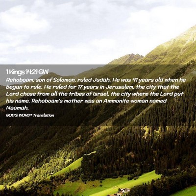 Picture 02 - 1 Kings 14:21 GW - Rehoboam, son of Solomon, ruled Judah. He was 41 - Bible Verse Picture