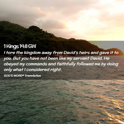 Picture 02 - 1 Kings 14:8 GW - I tore the kingdom away from David’s heirs and - Bible Verse Picture
