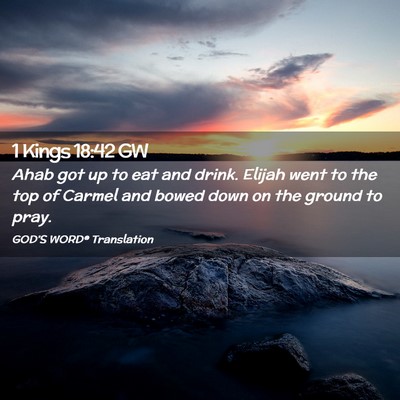 Picture 02 - 1 Kings 18:42 GW - Ahab got up to eat and drink. Elijah went to the - Bible Verse Picture