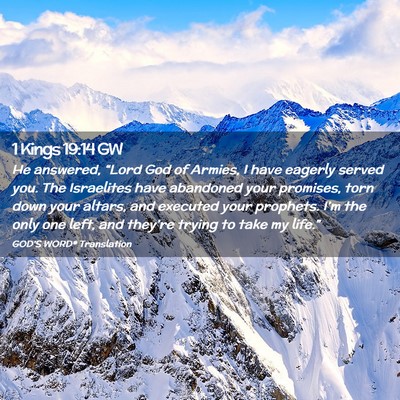 Picture 02 - 1 Kings 19:14 GW - He answered, “Lord God of Armies, I have - Bible Verse Picture