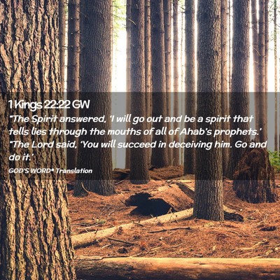 Picture 02 - 1 Kings 22:22 GW - “The Spirit answered, ‘I will go out and be a - Bible Verse Picture