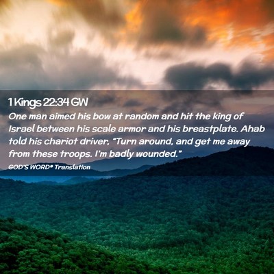 Picture 02 - 1 Kings 22:34 GW - One man aimed his bow at random and hit the king - Bible Verse Picture