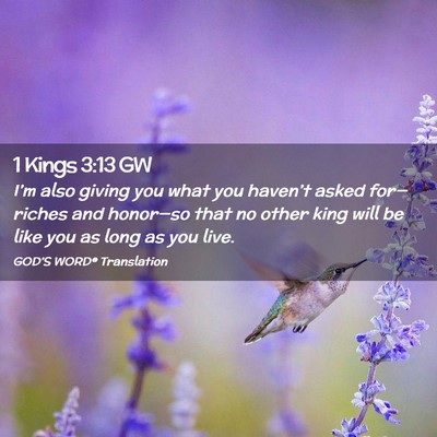 Picture 02 - 1 Kings 3:13 GW - I’m also giving you what you haven’t asked - Bible Verse Picture