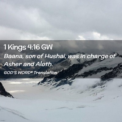 Picture 02 - 1 Kings 4:16 GW - Baana, son of Hushai, was in charge of Asher and - Bible Verse Picture