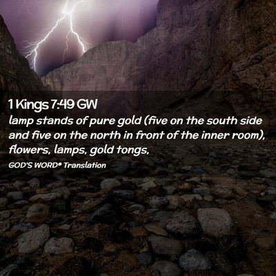 Picture 02 - 1 Kings 7:49 GW - lamp stands of pure gold (five on the south side - Bible Verse Picture