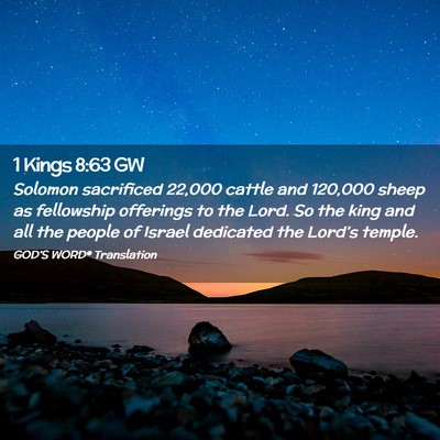 Picture 02 - 1 Kings 8:63 GW - Solomon sacrificed 22,000 cattle and 120,000 - Bible Verse Picture