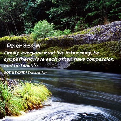 Picture 02 - 1 Peter 3:8 GW - Finally, everyone must live in harmony, be - Bible Verse Picture