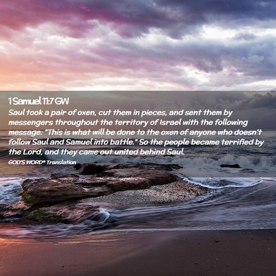 Picture 02 - 1 Samuel 11:7 GW - Saul took a pair of oxen, cut them in pieces, and - Bible Verse Picture