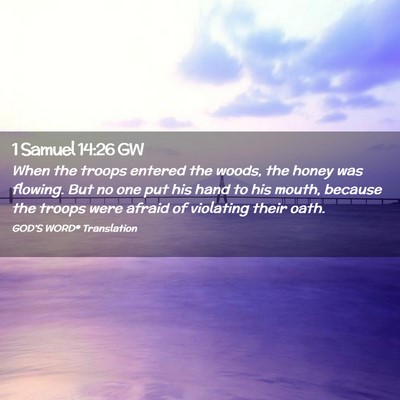 Picture 02 - 1 Samuel 14:26 GW - When the troops entered the woods, the honey was - Bible Verse Picture