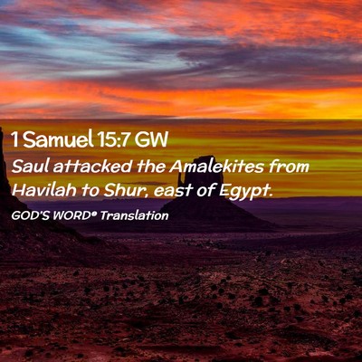 Picture 02 - 1 Samuel 15:7 GW - Saul attacked the Amalekites from Havilah to - Bible Verse Picture
