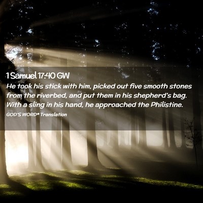 Picture 02 - 1 Samuel 17:40 GW - He took his stick with him, picked out five - Bible Verse Picture