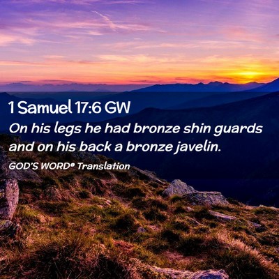 Picture 02 - 1 Samuel 17:6 GW - On his legs he had bronze shin guards and on his - Bible Verse Picture