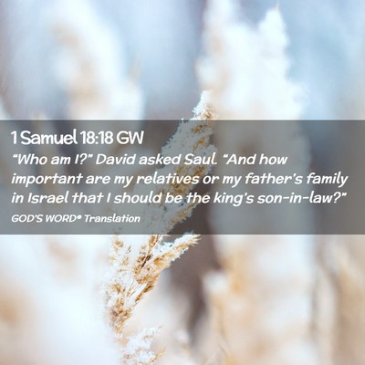 Picture 02 - 1 Samuel 18:18 GW - “Who am I?” David asked Saul. “And how - Bible Verse Picture