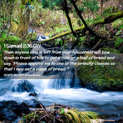 Picture 02 - 1 Samuel 2:36 GW - Then anyone who is left from your household will - Bible Verse Picture