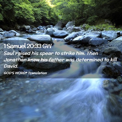 Picture 02 - 1 Samuel 20:33 GW - Saul raised his spear to strike him. Then - Bible Verse Picture