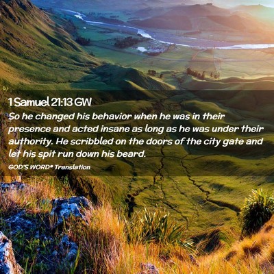 Picture 02 - 1 Samuel 21:13 GW - So he changed his behavior when he was in their - Bible Verse Picture