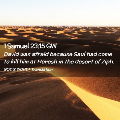 Picture 02 - 1 Samuel 23:15 GW - David was afraid because Saul had come to kill - Bible Verse Picture