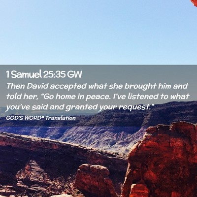 Picture 02 - 1 Samuel 25:35 GW - Then David accepted what she brought him and told - Bible Verse Picture