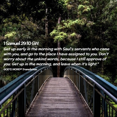 Picture 02 - 1 Samuel 29:10 GW - Get up early in the morning with Saul’s - Bible Verse Picture