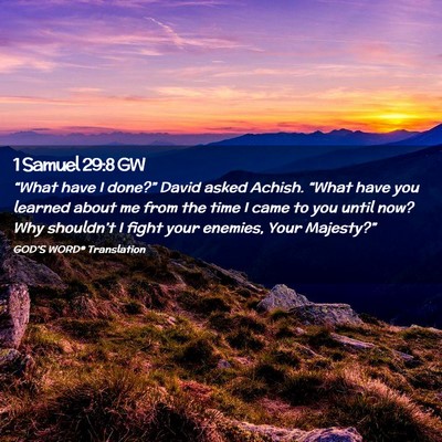 Picture 02 - 1 Samuel 29:8 GW - “What have I done?” David asked Achish. - Bible Verse Picture