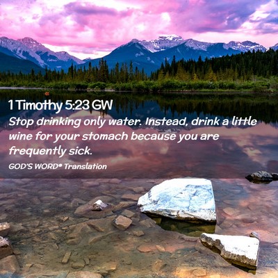 Picture 02 - 1 Timothy 5:23 GW - Stop drinking only water. Instead, drink a little - Bible Verse Picture