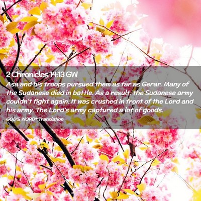 Picture 02 - 2 Chronicles 14:13 GW - Asa and his troops pursued them as far as Gerar. - Bible Verse Picture