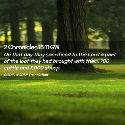 Picture 02 - 2 Chronicles 15:11 GW - On that day they sacrificed to the Lord a part of - Bible Verse Picture