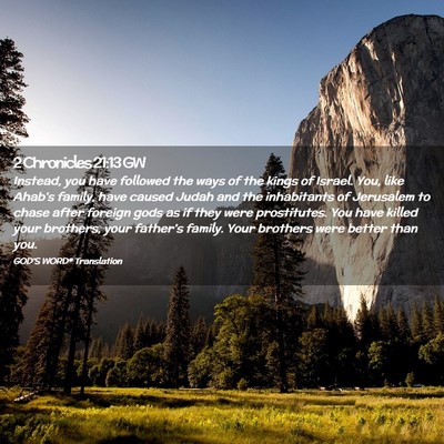 Picture 02 - 2 Chronicles 21:13 GW - Instead, you have followed the ways of the kings - Bible Verse Picture