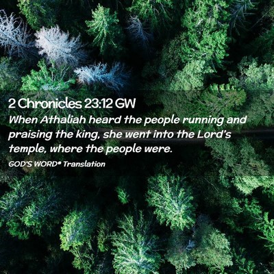 Picture 02 - 2 Chronicles 23:12 GW - When Athaliah heard the people running and - Bible Verse Picture