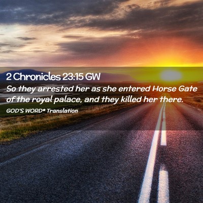 Picture 02 - 2 Chronicles 23:15 GW - So they arrested her as she entered Horse Gate of - Bible Verse Picture