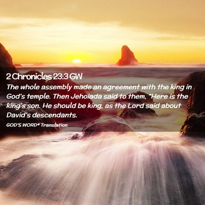Picture 02 - 2 Chronicles 23:3 GW - The whole assembly made an agreement with the - Bible Verse Picture