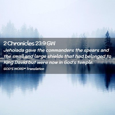 Picture 02 - 2 Chronicles 23:9 GW - Jehoiada gave the commanders the spears and the - Bible Verse Picture
