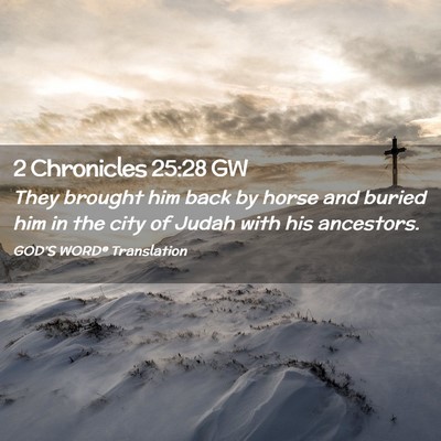 Picture 02 - 2 Chronicles 25:28 GW - They brought him back by horse and buried him in - Bible Verse Picture