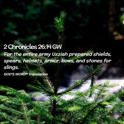 Picture 02 - 2 Chronicles 26:14 GW - For the entire army Uzziah prepared shields, - Bible Verse Picture